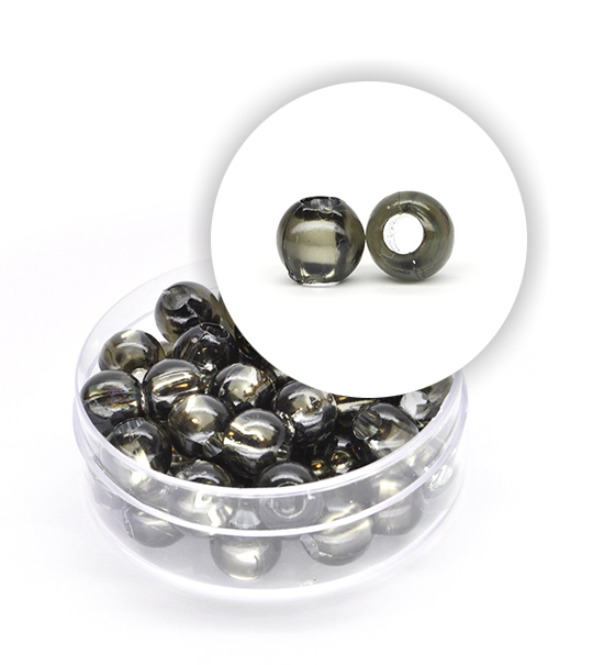 Perlas de plástico alma de plata (acerca 8,5 g) 8 mm ø - Negro